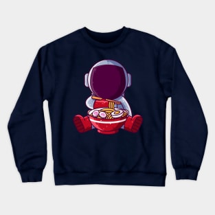 Cute Astronaut Eating Ramen Cartoon Crewneck Sweatshirt